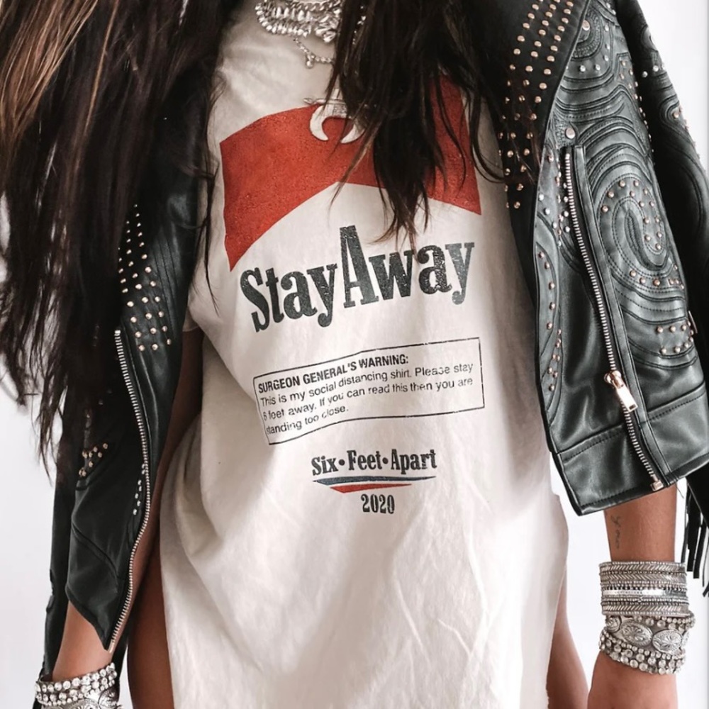 Stay Away - Pebby Forevee Side Slit Tee - size M tshirt